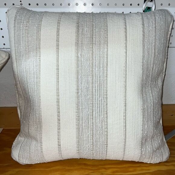 Set of 2 Upholstered Ivory and Tan 20”x20” Throw Pillows from Ashley Furniture - Picture 10 of 10